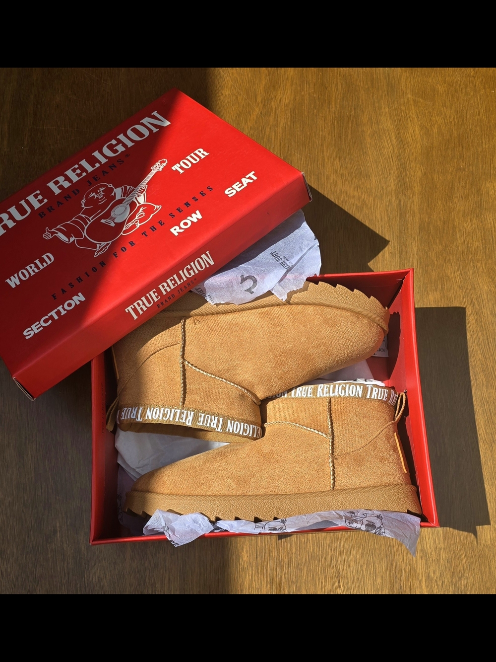 True Religion Chestnut Suede Boots - Brand New in Box - Size 8